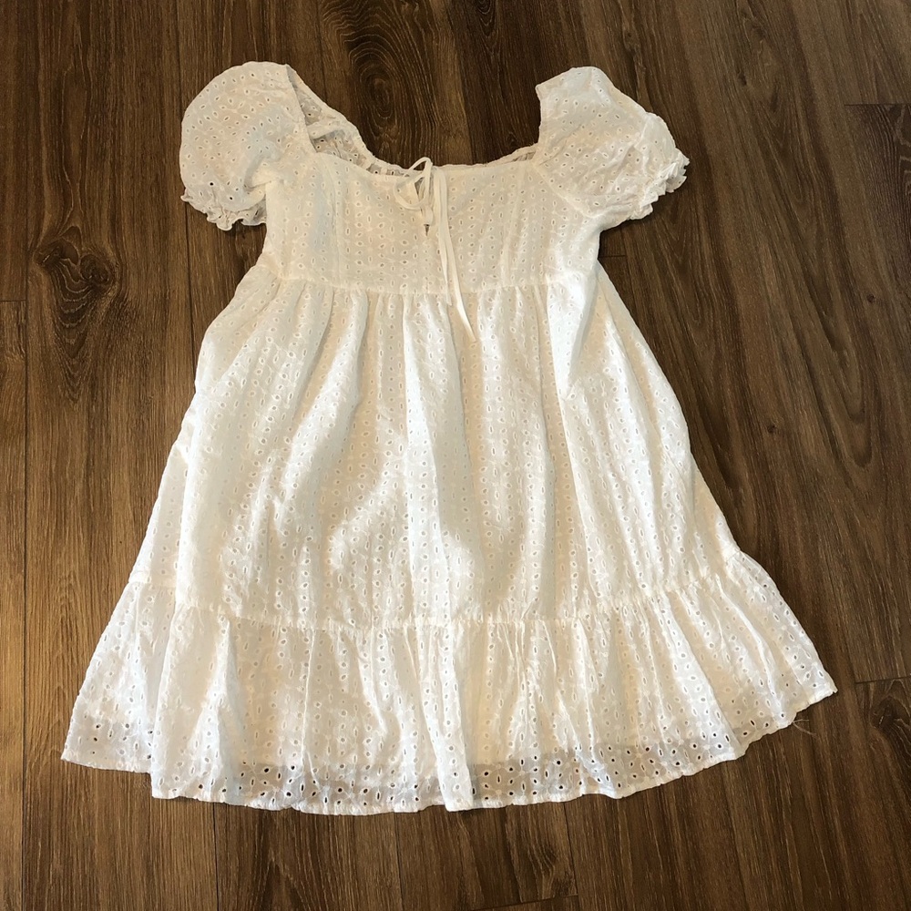 Boutique White Adorable Girly Eyelet Dress